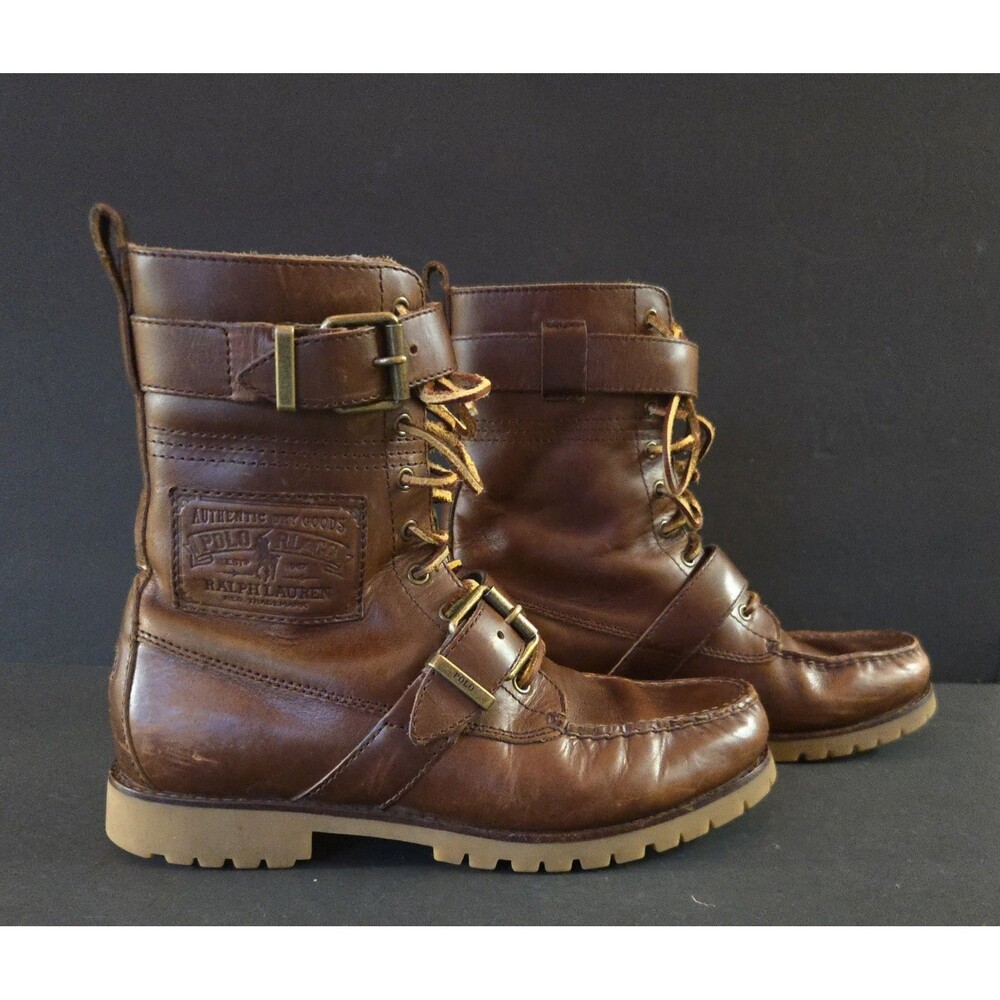 Polo Ralph Lauren Radbourne Brown  Leather Boots Men Range 14567 H17 Size 8.5D - Picture 10 of 16